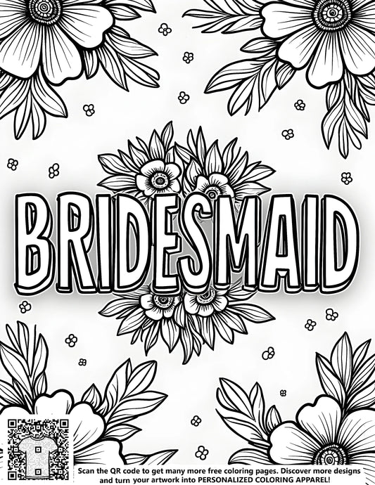 FREE Bridesmaid Floral Coloring Page - Download NOW