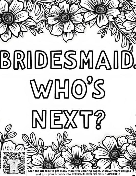 FREE Bridesmaid Proposal Coloring Page with Floral Borders - Download NOW