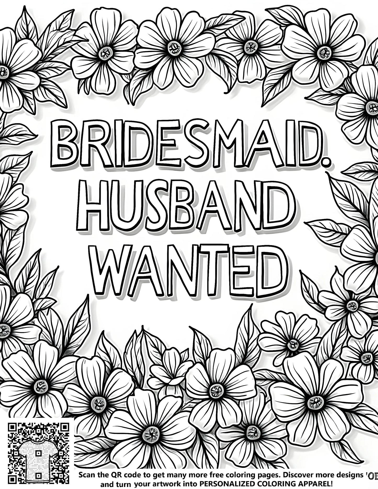 FREE Bridesmaid Husband Wanted Coloring Page Printable Download