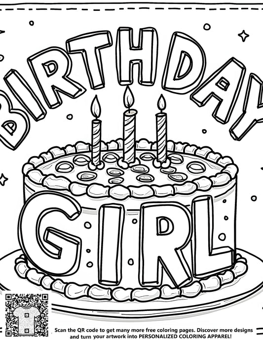 FREE Birthday Girl Coloring Page - Download NOW