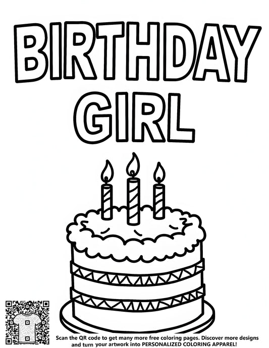 FREE Birthday Girl Coloring Page - Download NOW