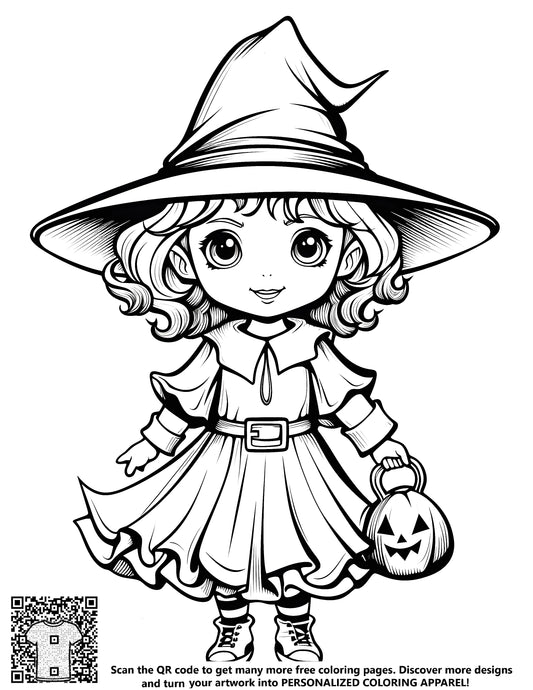 FREE Cute Witch Coloring Page - Download NOW