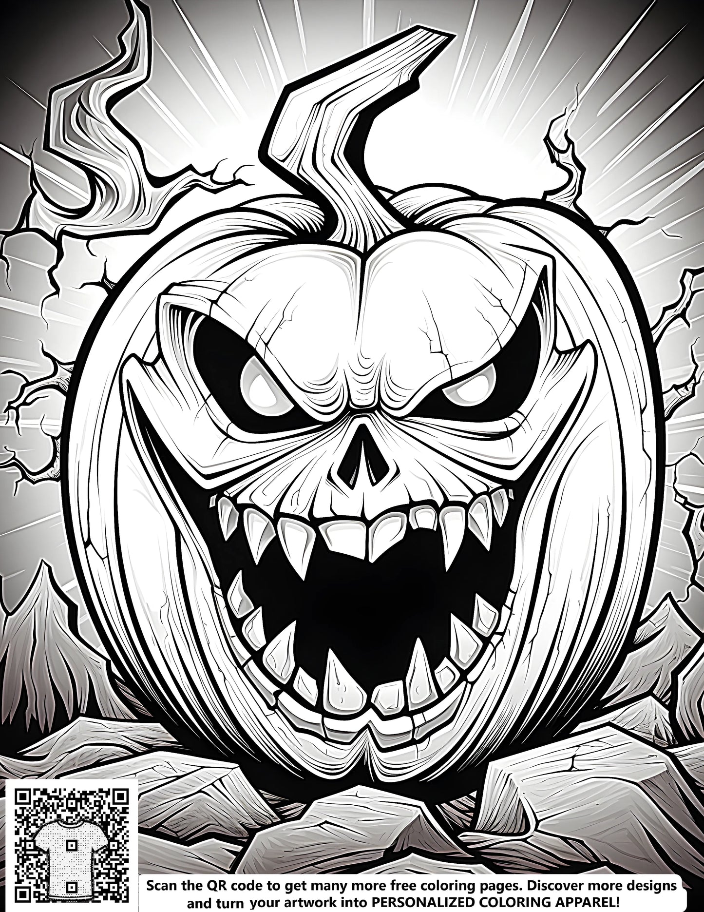 Free Halloween coloring page kit with spooky pumpkin design and fabric markers