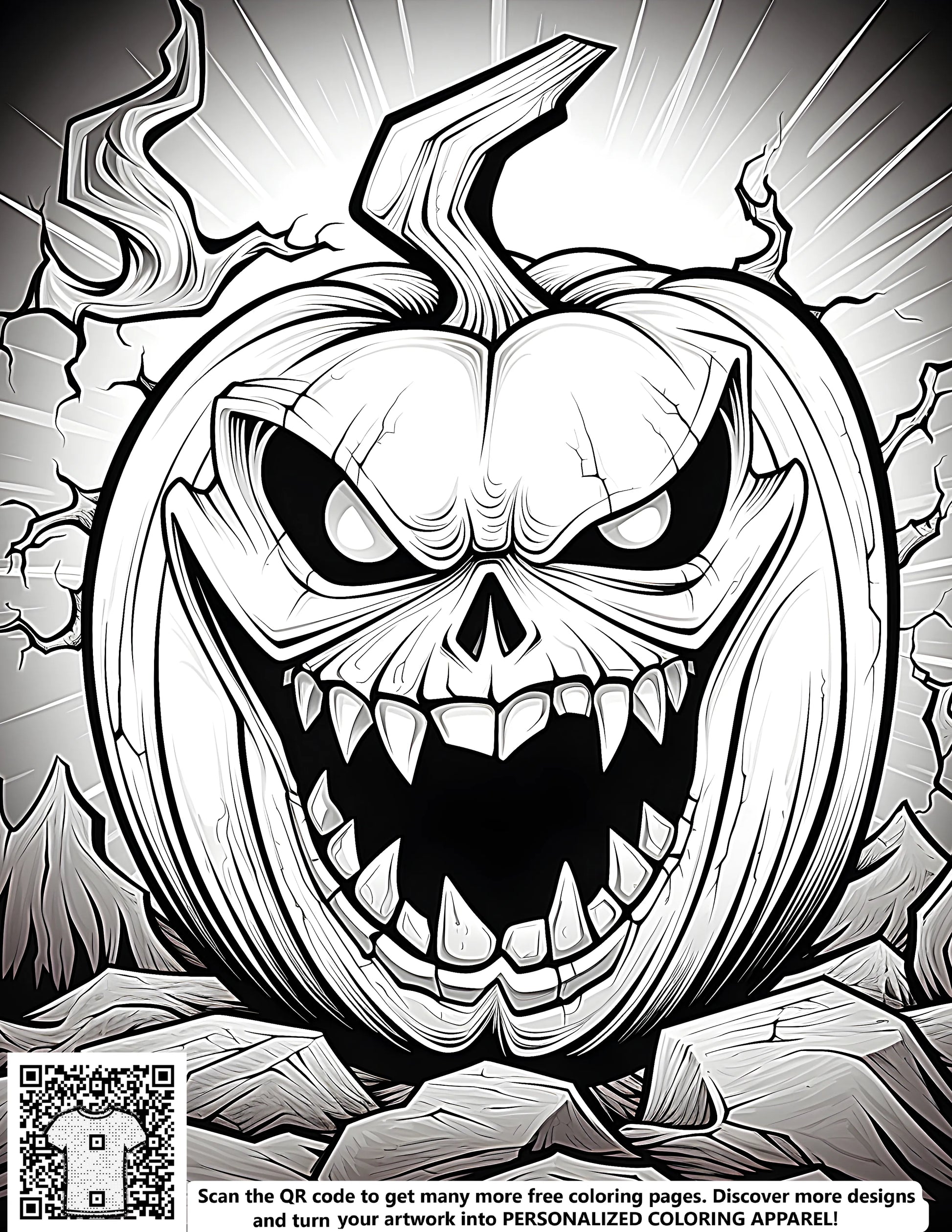 Free Halloween coloring page kit with spooky pumpkin design and fabric markers