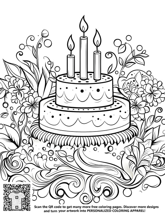 FREE Birthday Cake Coloring Page Download NOW