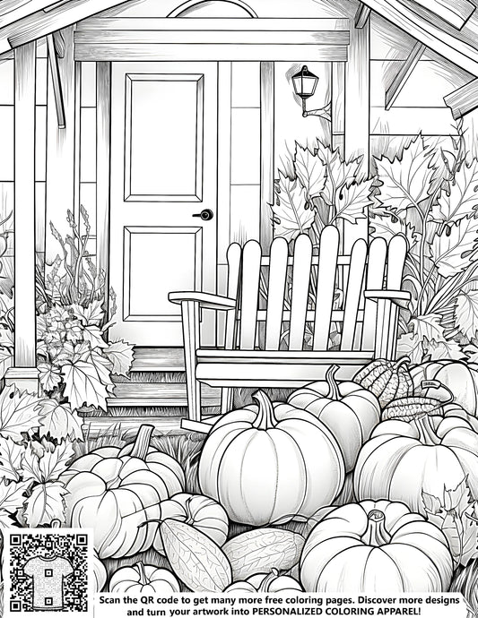 FREE Autumn Porch Coloring Page - Download NOW