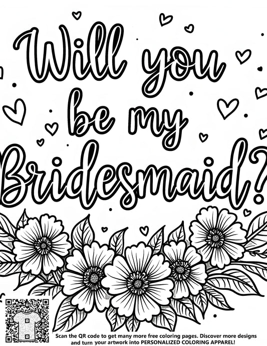 FREE Bridesmaid Proposal Coloring Page - Download NOW