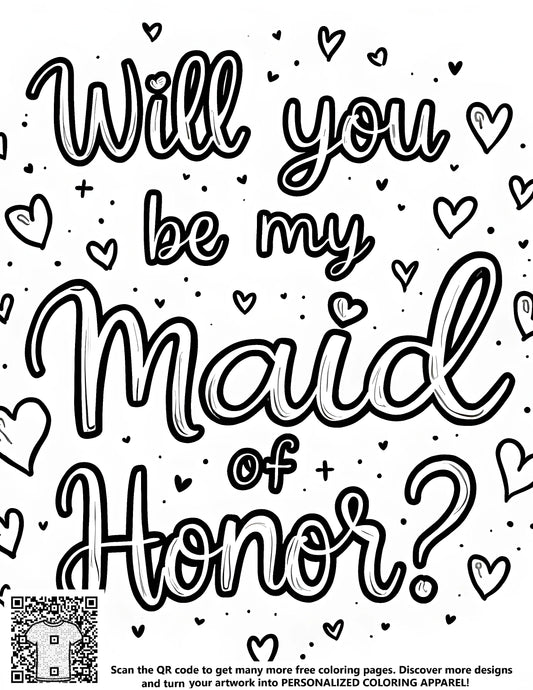 FREE Maid of Honor Coloring Page Download NOW