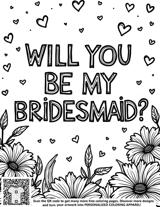 FREE Bridesmaid Proposal Coloring Page - Download NOW