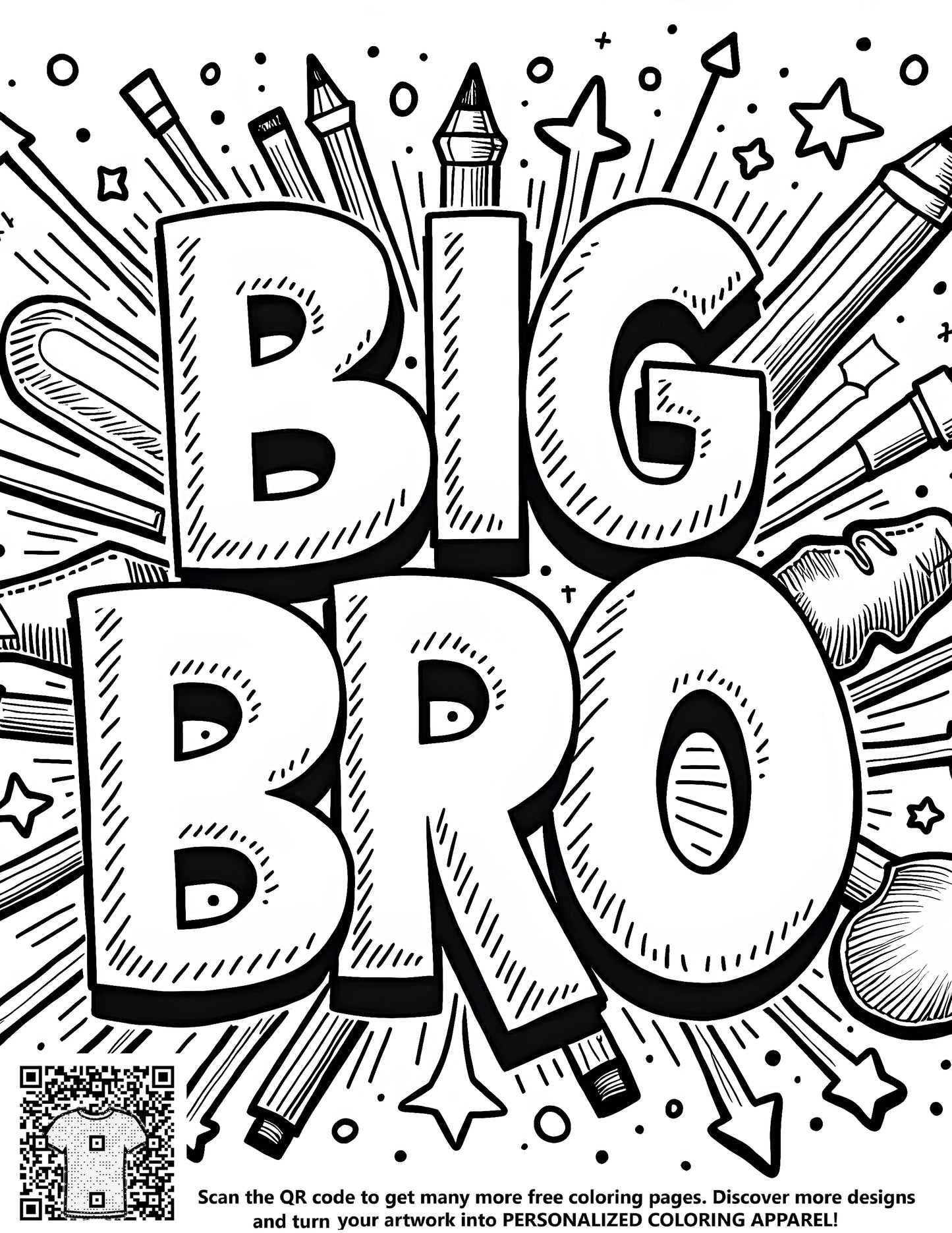 FREE Big Bro Coloring Page - Fun Family Bonds Printable Download