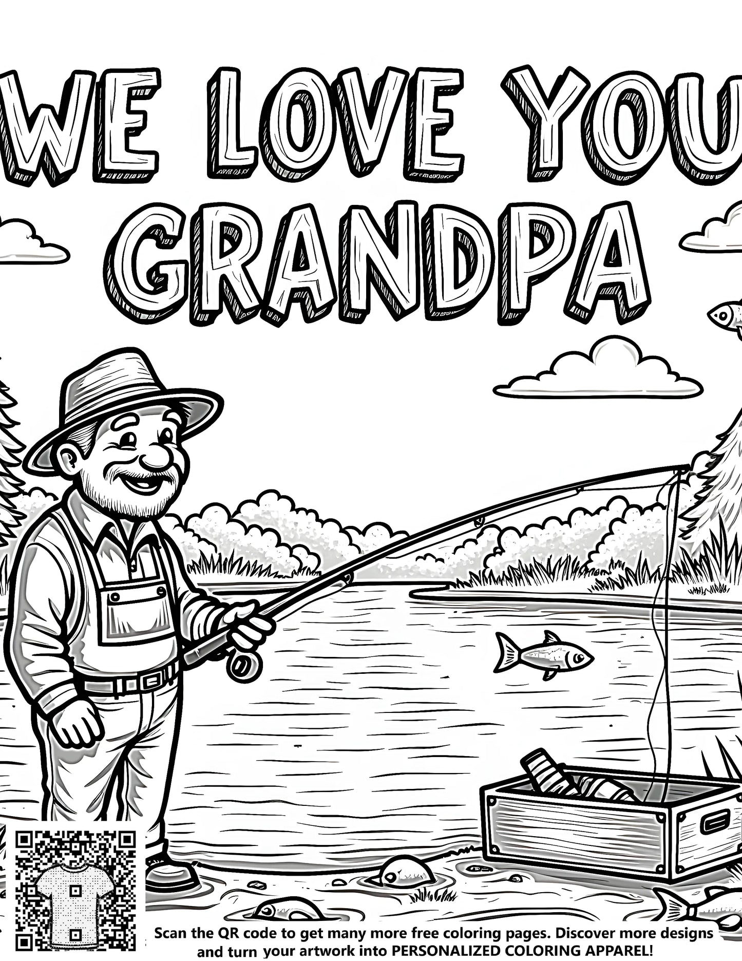 FREE Grandpa Fishing Coloring Page - Download NOW
