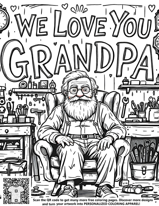 FREE Grandpa's Workshop Coloring Page - Download NOW