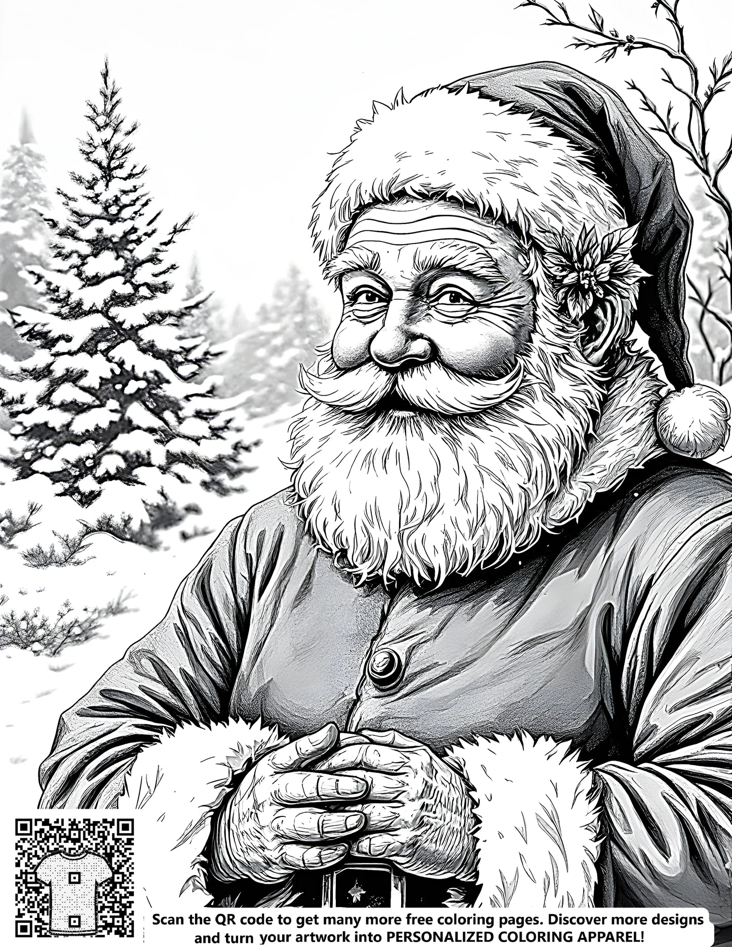 FREE Santa Claus in Snowy Forest Coloring Page - Download NOW