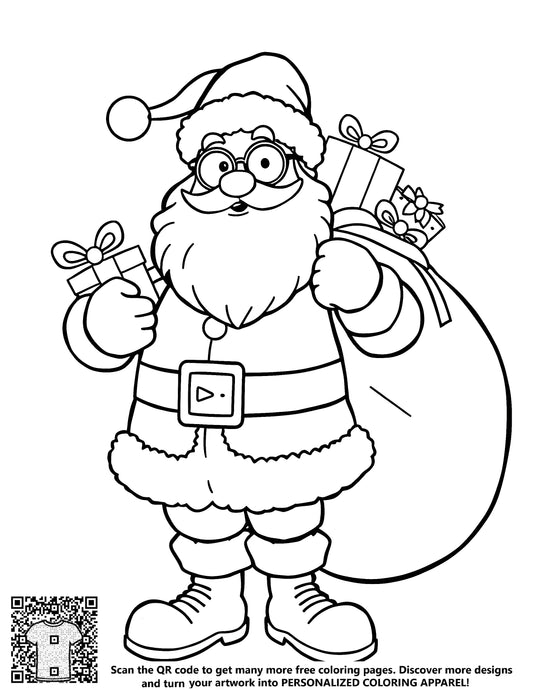 FREE Santa Claus with Gift Sack Coloring Page - Download NOW