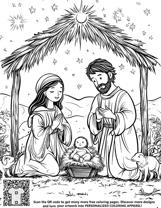 FREE Nativity Scene Coloring Page - Download NOW
