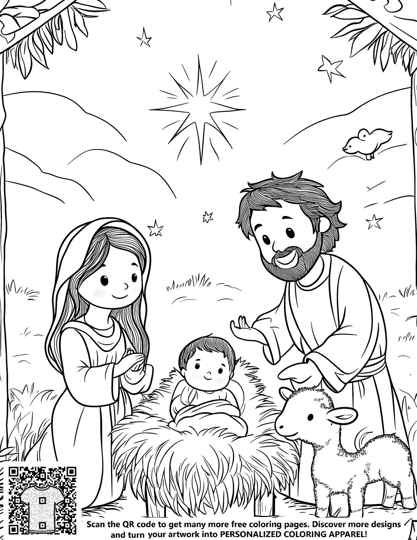 FREE Nativity Scene Coloring Page - Printable Download