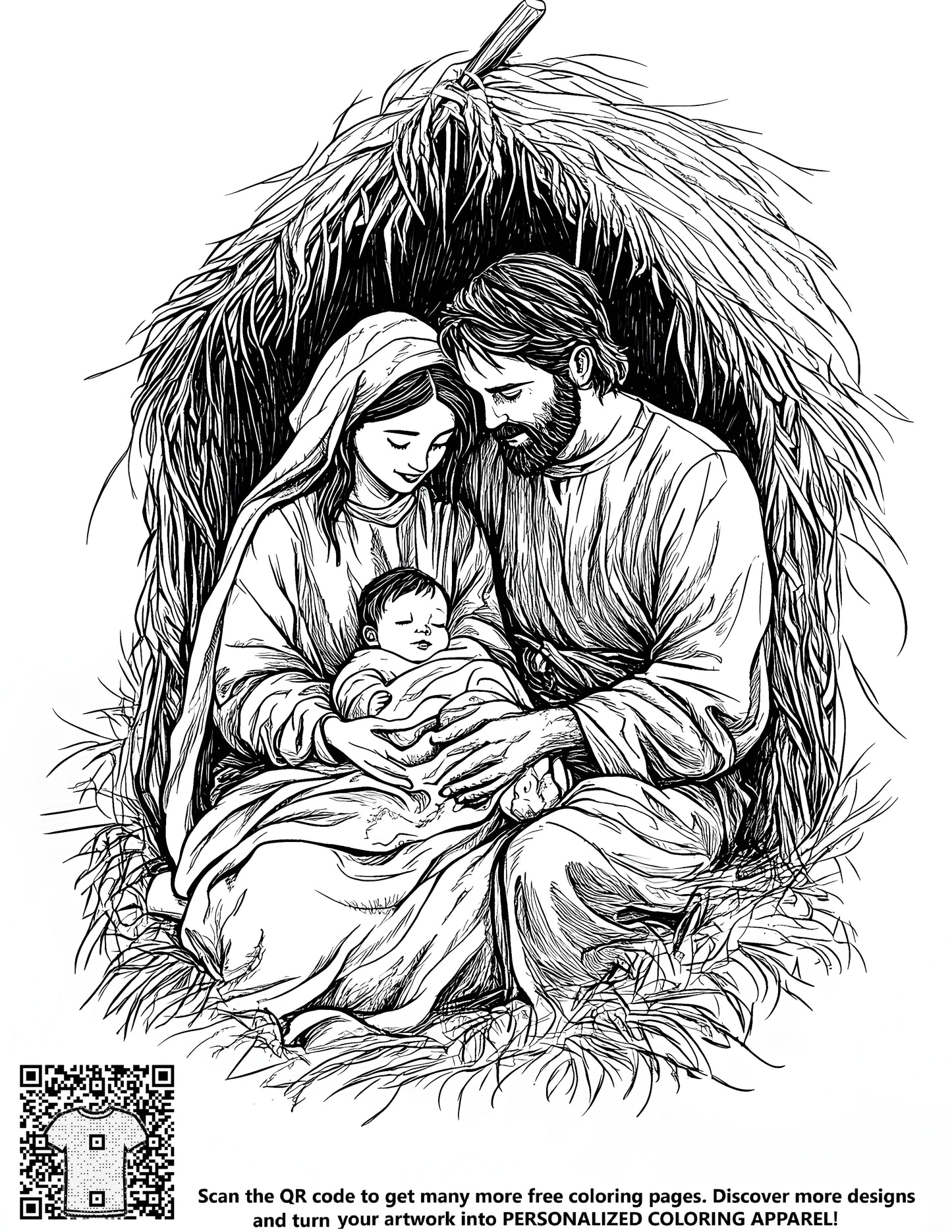 FREE Holy Family Nativity Scene Coloring Page - Download NOW
