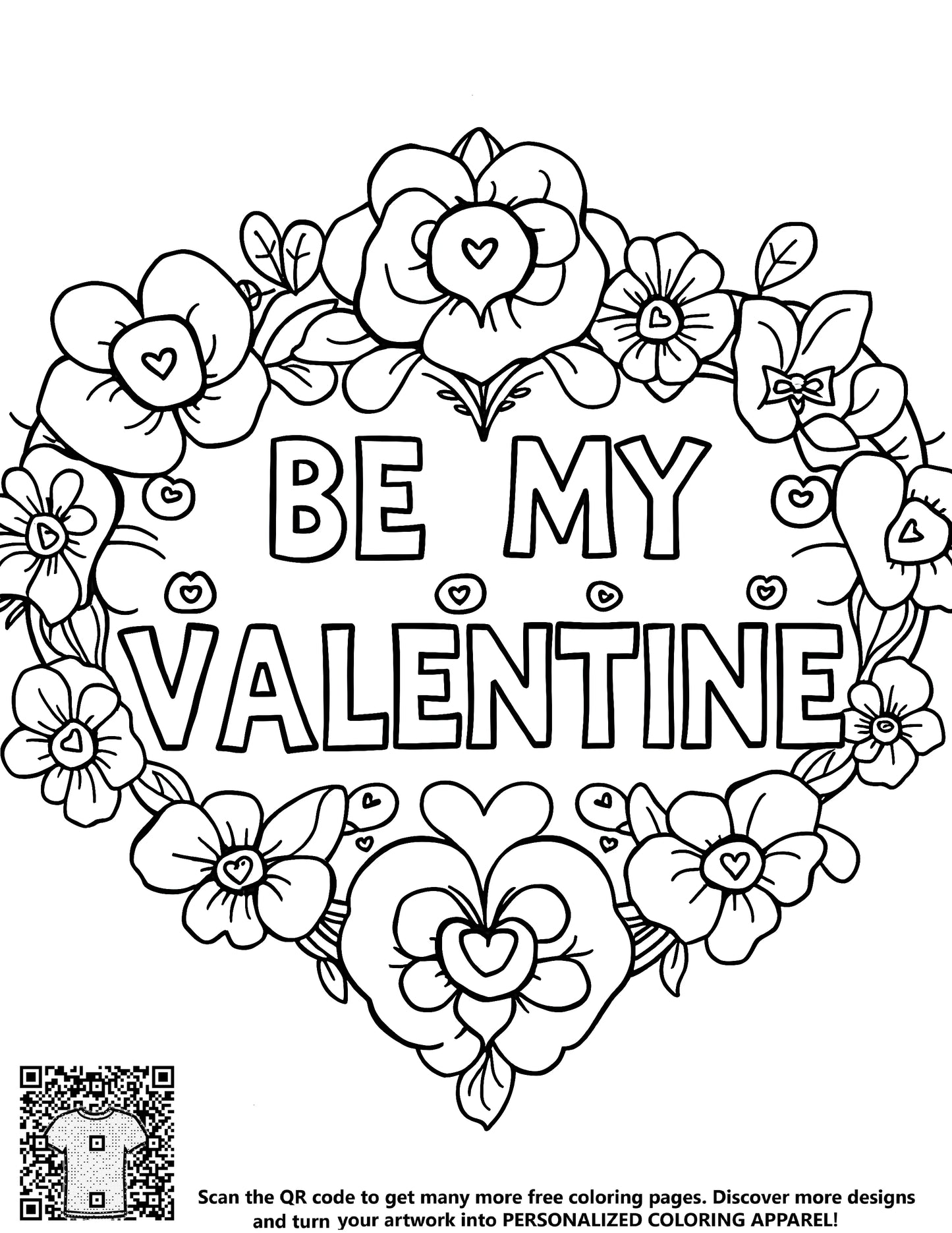 FREE Be My Valentine Coloring Page Download - Perfect for Valentine's Day Activities