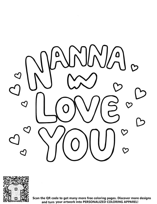 FREE Nanna We Love You Coloring Page - Download NOW