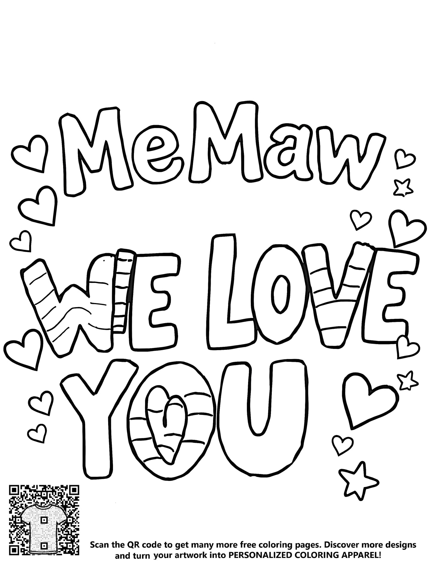 FREE Me Maw We Love You Coloring Page - Download NOW