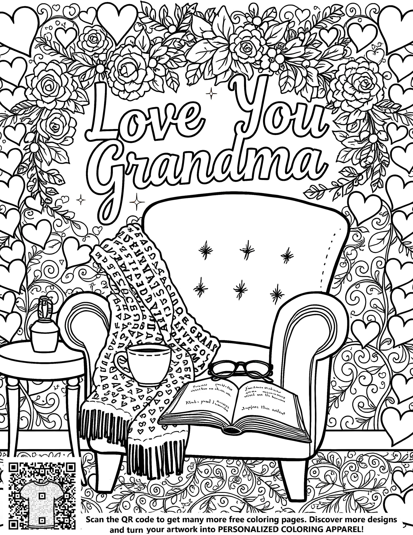 FREE Cozy Chair with 'Love You Grandma' Coloring Page - Download NOW