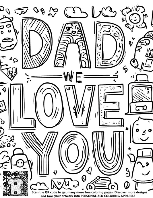 FREE Dad We Love You Coloring Page Download NOW