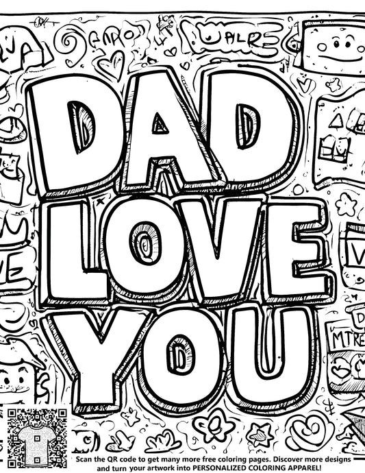 FREE Dad Love You Coloring Page - Printable Download