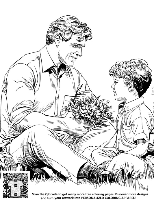 FREE Father and Son Coloring Page - Printable Download