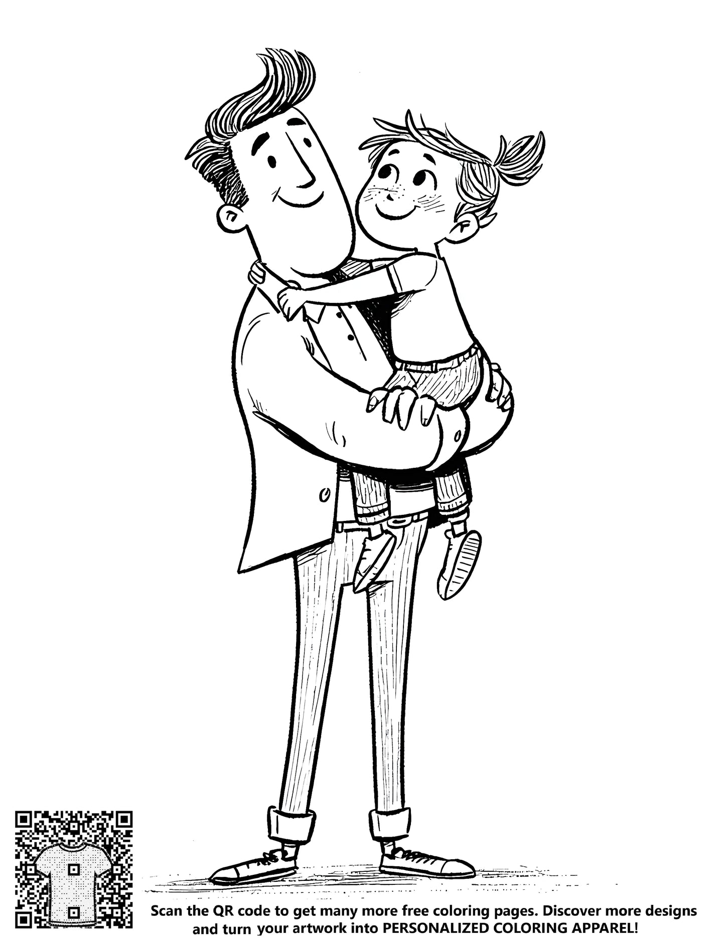 FREE Father and Daughter Smiling Coloring Page Download