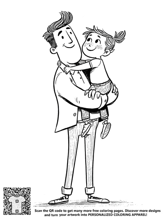 FREE Father and Daughter Smiling Coloring Page Download