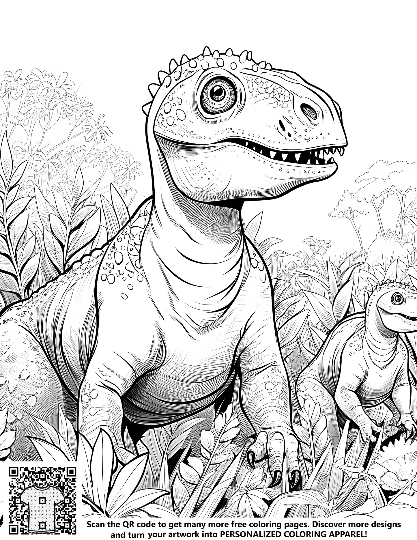 FREE Dinosaur Jungle Coloring Page - Download NOW