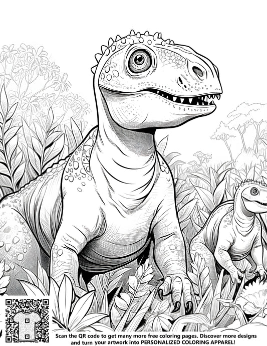 FREE Dinosaur Jungle Coloring Page - Download NOW