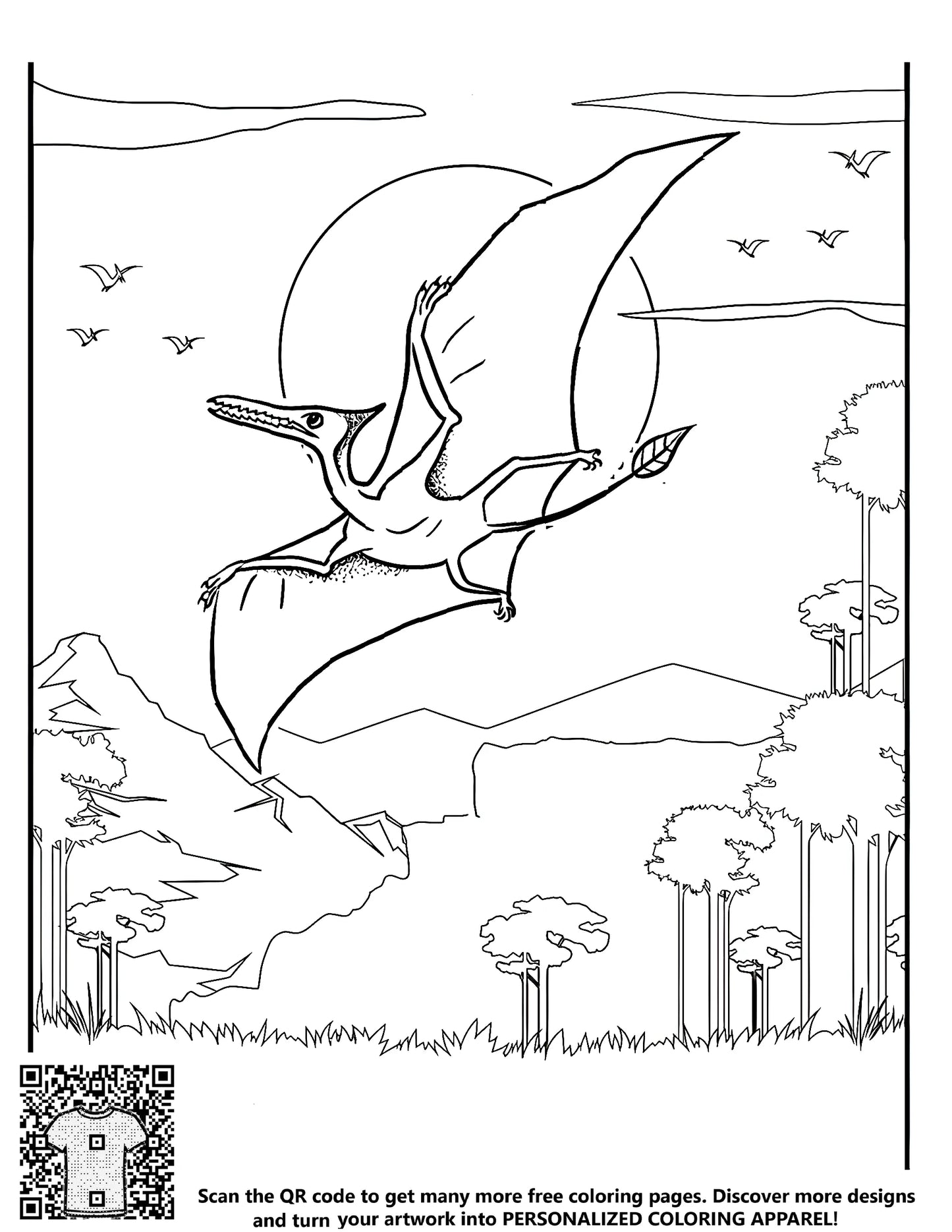 FREE Pterodactyl Coloring Page - Printable Prehistoric Landscape Download