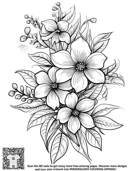 FREE Botanical Bloom Coloring Page - Printable Download