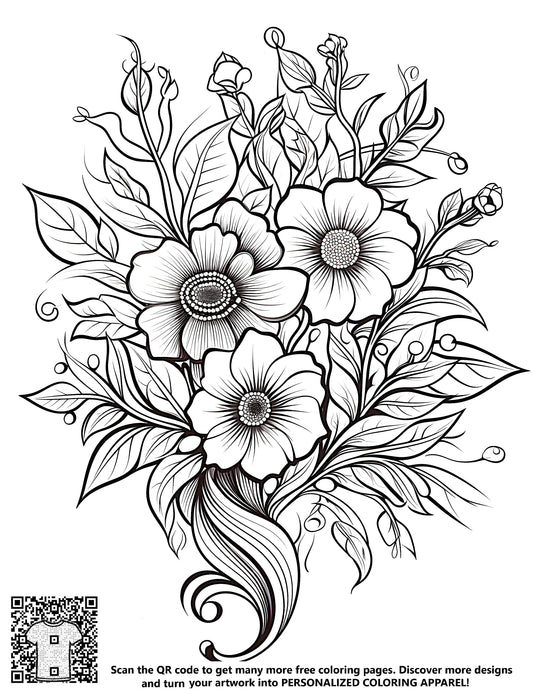 FREE Floral Arrangement Coloring Page - Download NOW