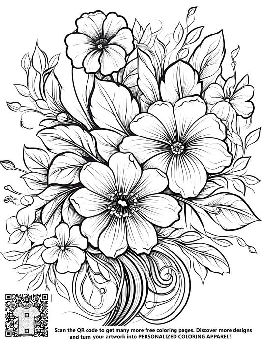 FREE Flower and Leaf Coloring Page - Printable Download