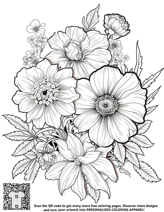 FREE Intricate Flower Bouquet Coloring Page - Download NOW