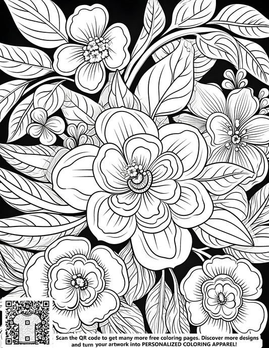 FREE Flower and Leaf Pattern Coloring Page - Download NOW