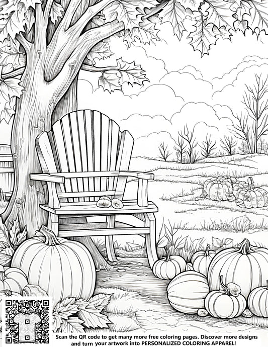 FREE Autumn Scene Coloring Page - Download NOW