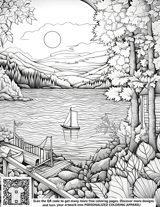 FREE Lakeside Serenity Coloring Page Download NOW