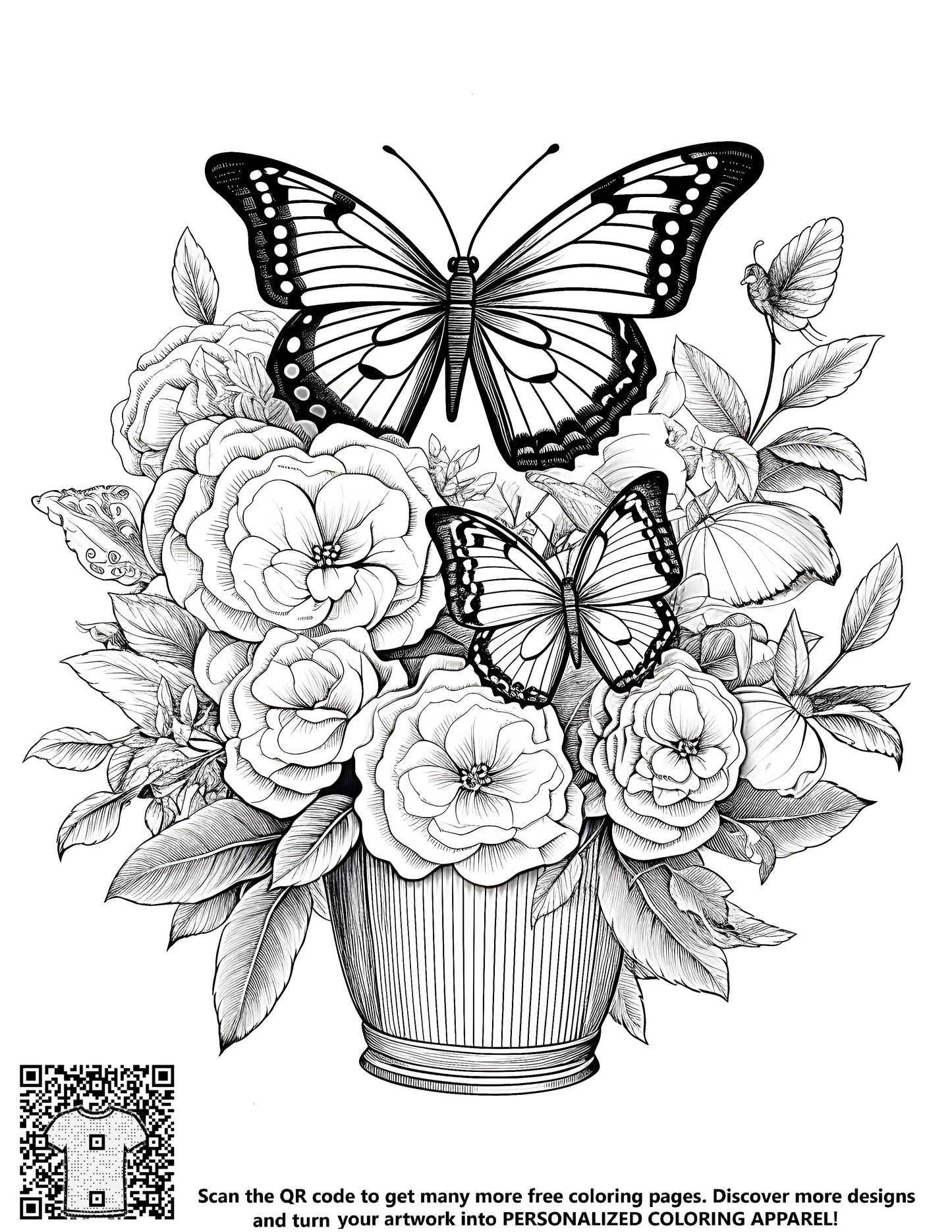 FREE Butterfly and Flowers Coloring Page - Printable Download