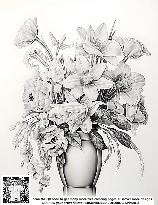 FREE Flower Bouquet Coloring Page - Download NOW