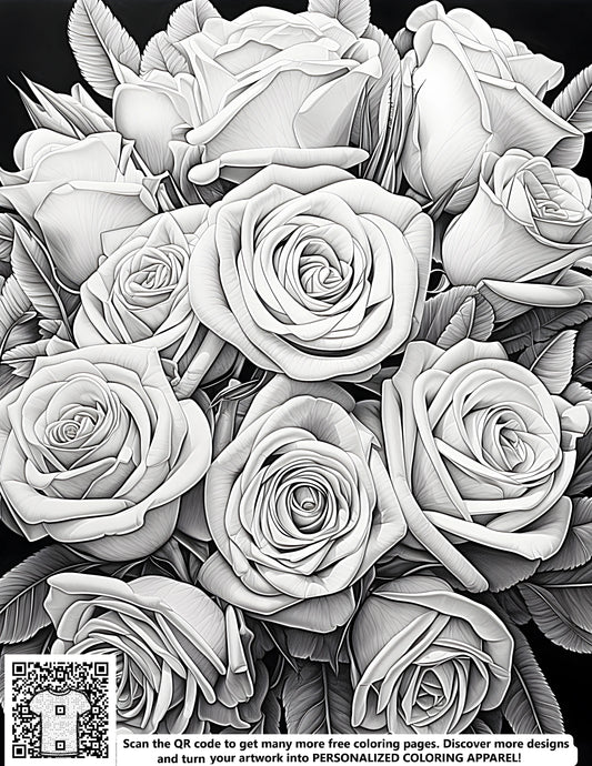 FREE Detailed Blooming Roses Coloring Page - Download NOW