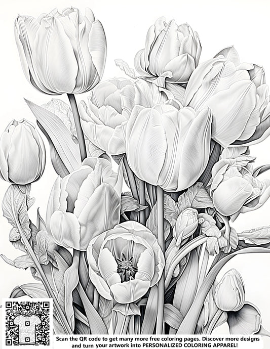 FREE Blooming Tulips Coloring Page Printable