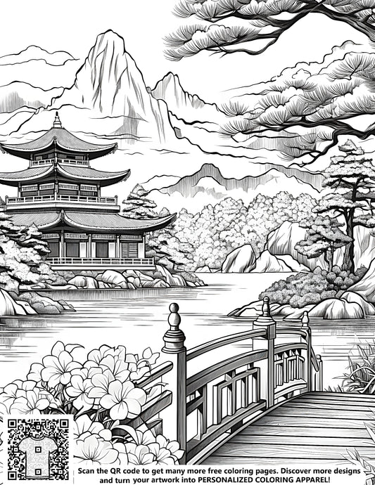 FREE Japanese Zen Garden Coloring Page Printable Download