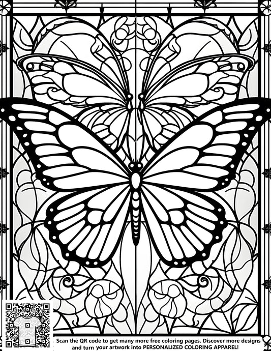 FREE Butterfly Stained Glass Coloring Page Download