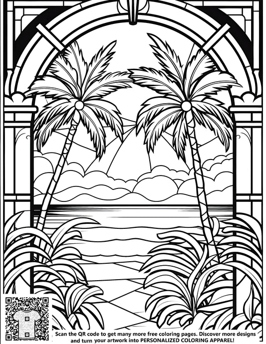 FREE Palm Trees Beach Coloring Page - Printable Download