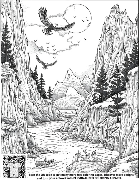 FREE Mountain Valley Coloring Page - Download NOW