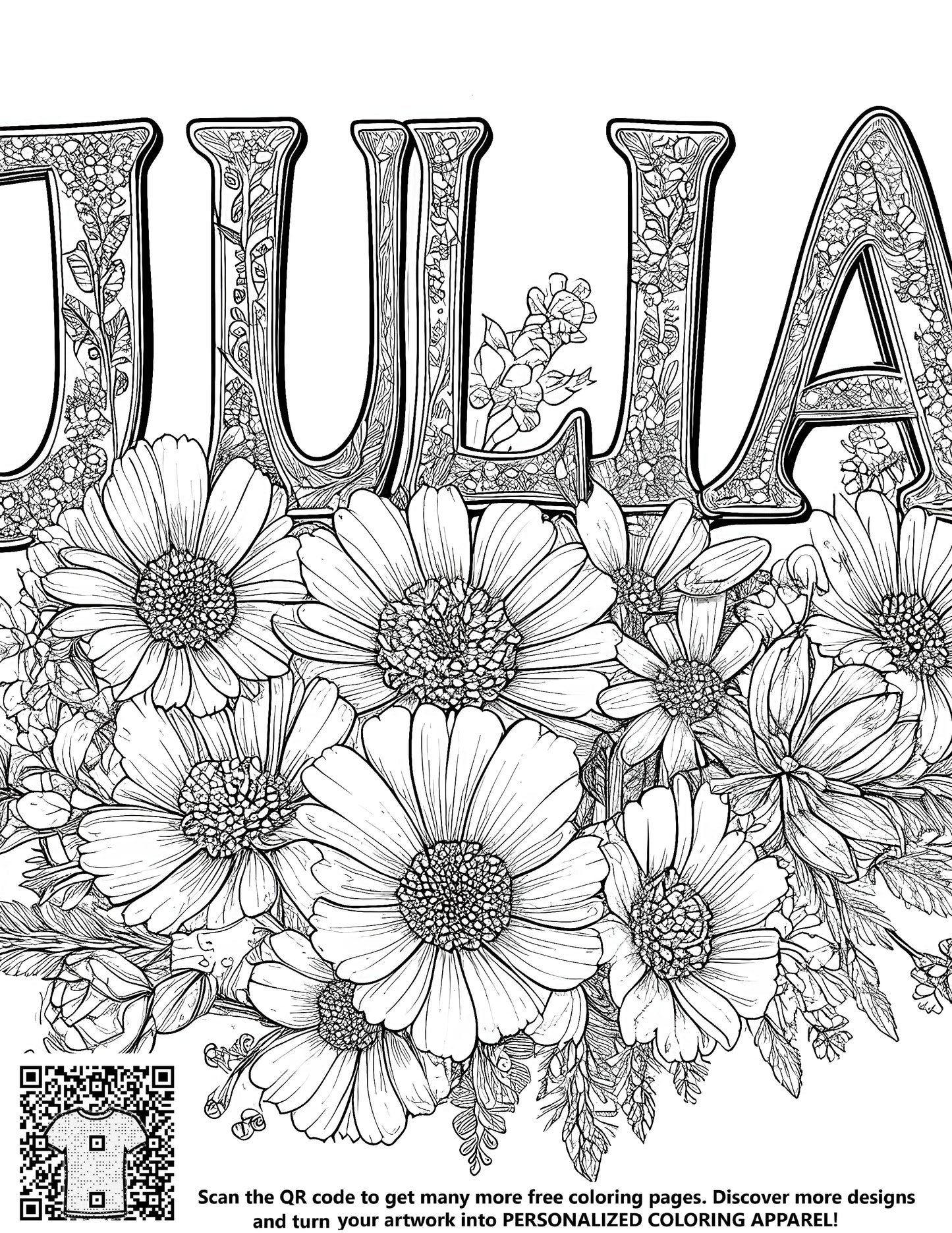 FREE Julia Floral Coloring Page - Intricate Botanical Design Download