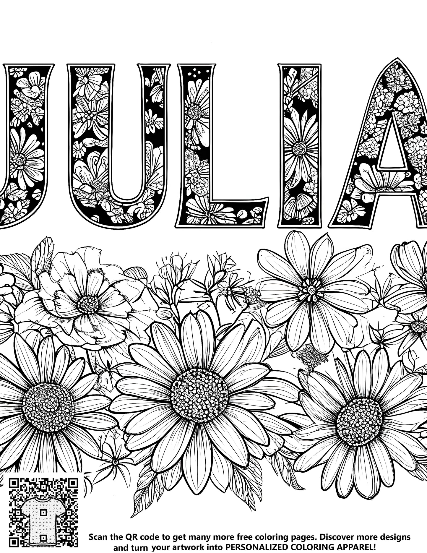 FREE Julia Floral Coloring Page - Printable Download